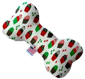 self-heating pet pad for winter-Christmas Cupcakes Canvas Squeaker Bone Dog Toy