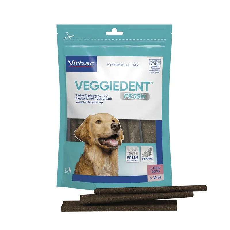 dog puzzle feeder for mental stimulation-Virbac Veggiedent Fr3sh Chews Dental Dog Treat Large 15pk