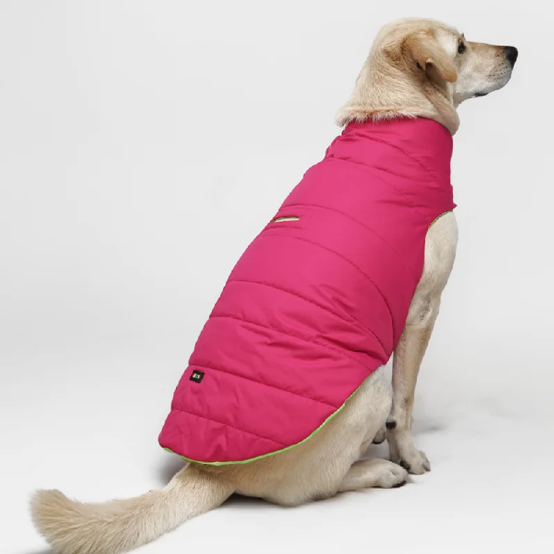 puppy training pads extra absorbent-Skatrs Hot Pink Puffer Reversible Jacket for Dogs and Cats | With Adjustable Baby Velcro