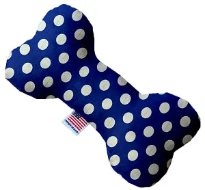 flea and tick prevention for cats-Bright Blue Swiss Dots Canvas Squeaker Bone Dog Toy