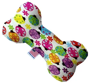 puppy training pads extra absorbent-Bright Ladybugs Canvas Squeaker Bone Dog Toy