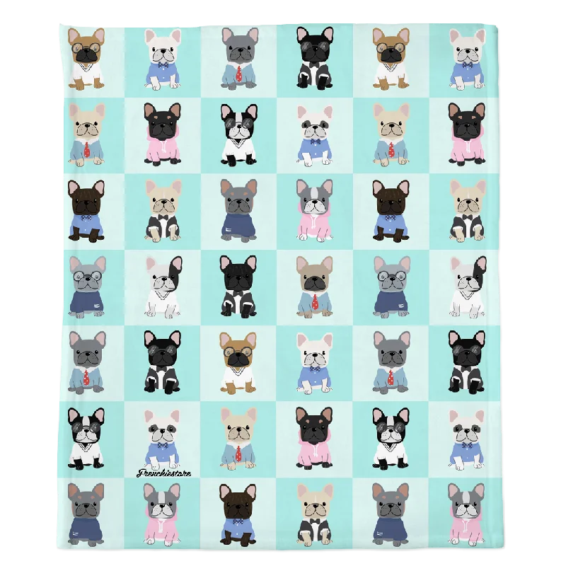 large breed dog joint supplements-Frenchie Blanket | Preppy French Bulldogs on Aqua