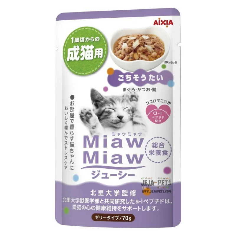 durable nylon chew toys for dogs-Aixia Miaw Miaw Juicy Red Snapper Adult Pouch Cat Food 60g x 12