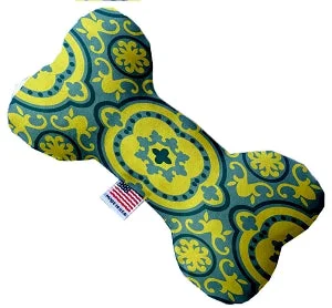 cat litter deodorizer natural-Blue and Yellow Moroccan Patterned Stuffing Free Squeaker Bone Dog Toy