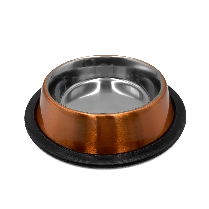 cat toy with motion sensor-STAINLESS STEEL, ANTI-SKID DOG BOWL AUTUMN ORANGE