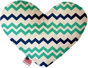 dog training clicker with wrist strap-Aquatic Chevron Stuffing Free Squeaker Heart Dog Toy