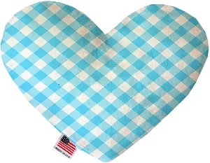 pet heat lamp for reptiles-Baby Blue Plaid Canvas Squeaker Heart Dog Toy