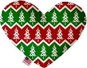 pet hair vacuum for couch-Chevron Christmas Trees Squeaker Heart Dog Toy