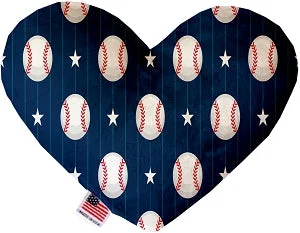 indestructible dog toys for large breeds-Baseball Pinstripes Canvas Squeaker Heart Dog Toy