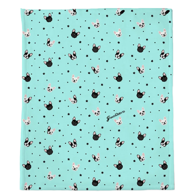 pet odor eliminator spray-Frenchie Blanket |  French Bulldogs and stars on Aqua