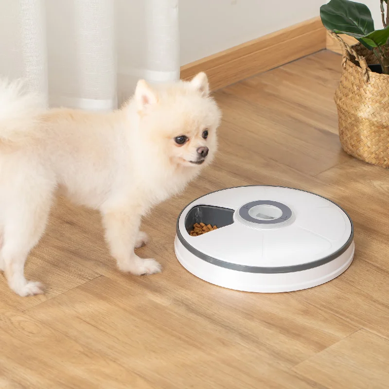 dog cooling pad for summer-PawHut Automatic Pet Dog Cat Feeder w/ Digital Timer Six-Meal Food Dispenser