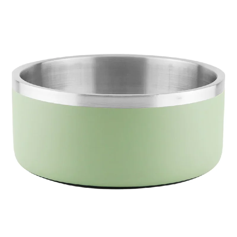 dog flea collar long-lasting-Pawpourri Camping Double Wall Bowl for Dogs and Cats (Light Green)