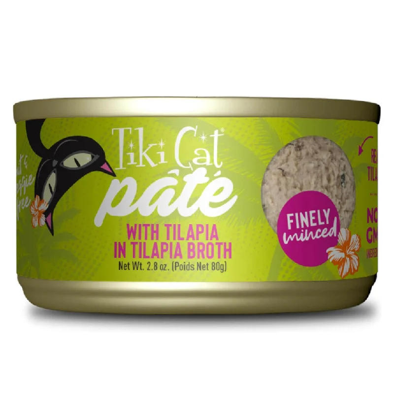 cat ear cleaner gentle solution-Tiki Cat Luau Tilapia Pate Grain-Free Wet Food For Cats (2.8 oz x 12 cans)