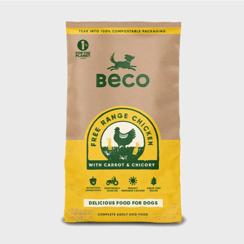 organic dog treats grain-free-Beco Free Range Chicken with Carrot & Chicory Dry Adult Dog Food