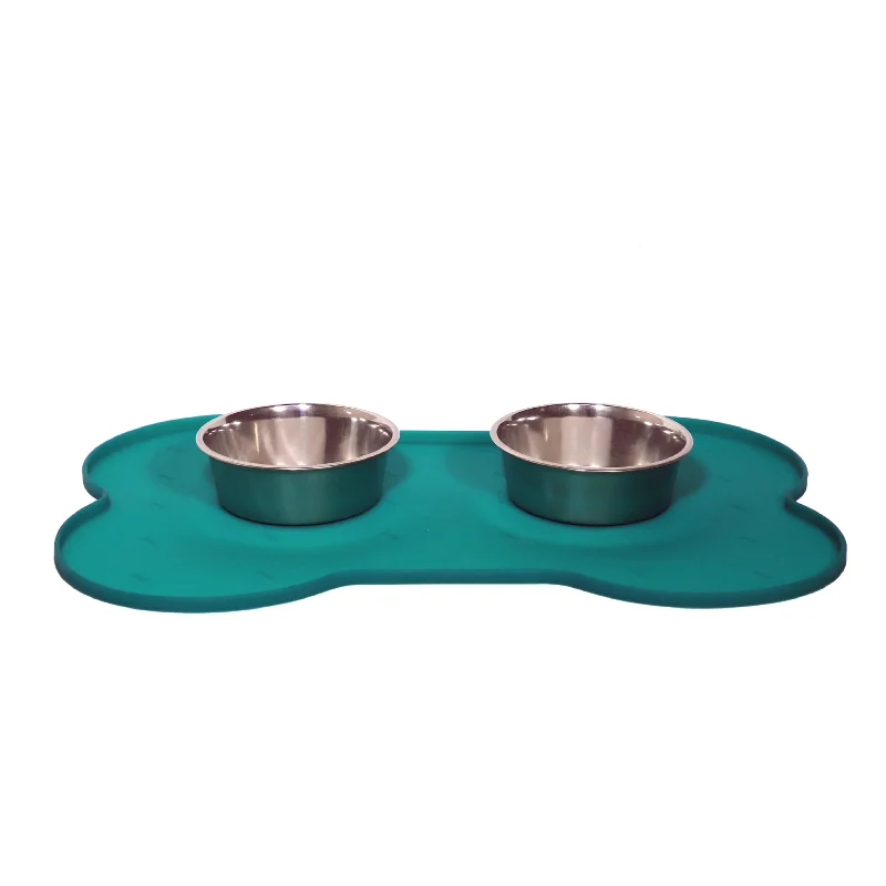 self-heating pet pad for winter-Bone Shape Silicon Rubber Mat- Green