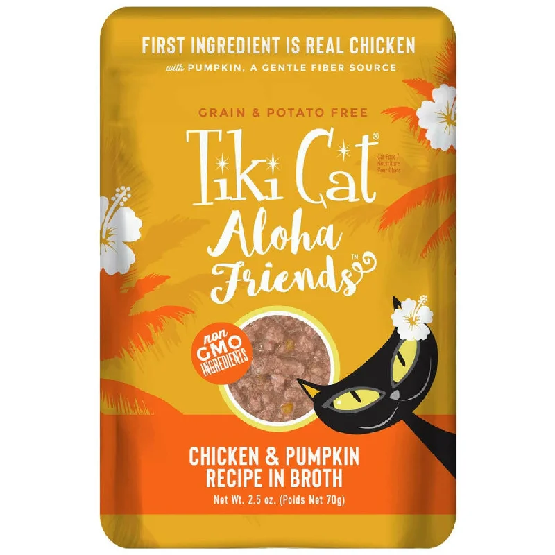 cooling mat for dogs in summer-Tiki Cat Aloha Friends Chicken & Pumpkin Wet Food for Cats (2.5 oz x 12 pouches)