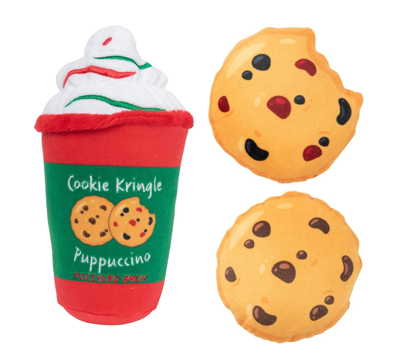 bird cage liner paper roll-FuzzYard Christmas Puppuccino & Cookies Dog Toy 3pk