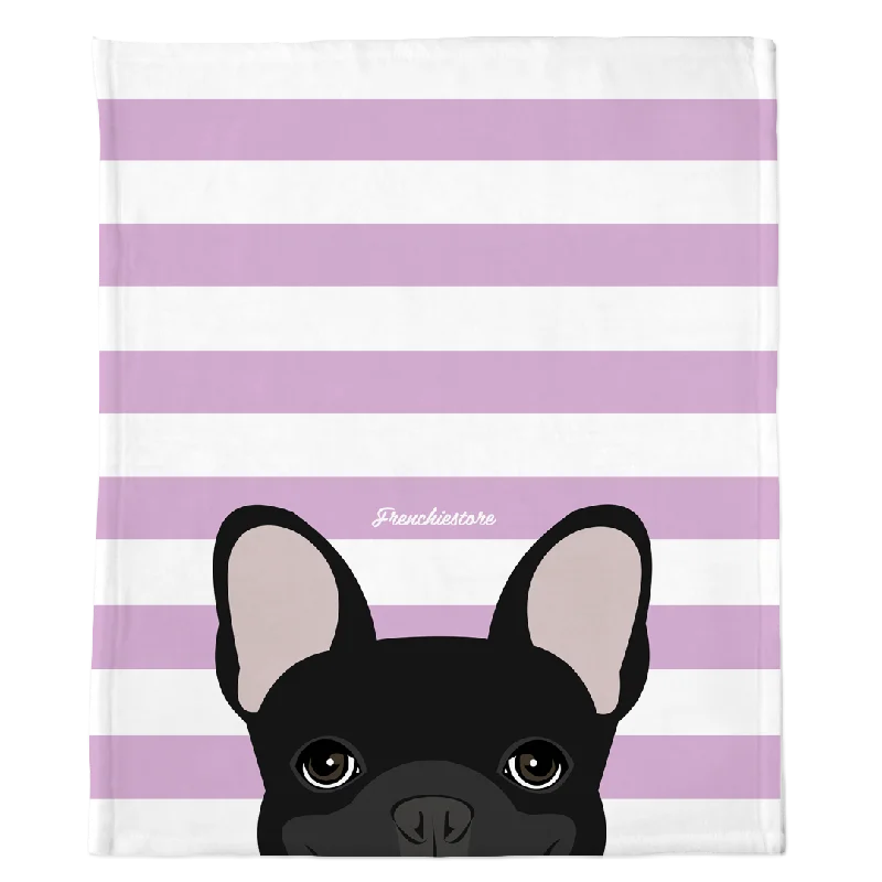 cat litter deodorizer natural-Black French Bulldog on Lavender Stripes | Frenchie Blanket