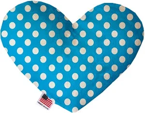 cat grooming gloves with silicone tips-Aqua Blue Swiss Dots Canvas Squeaker Heart Dog Toy