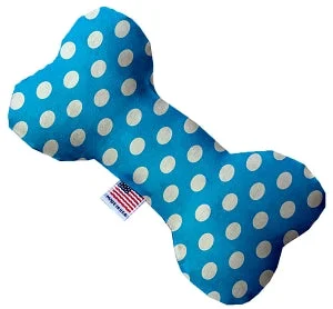 large dog house insulated outdoor-Aqua Blue Swiss Dots Canvas Squeaker Bone Dog Toy