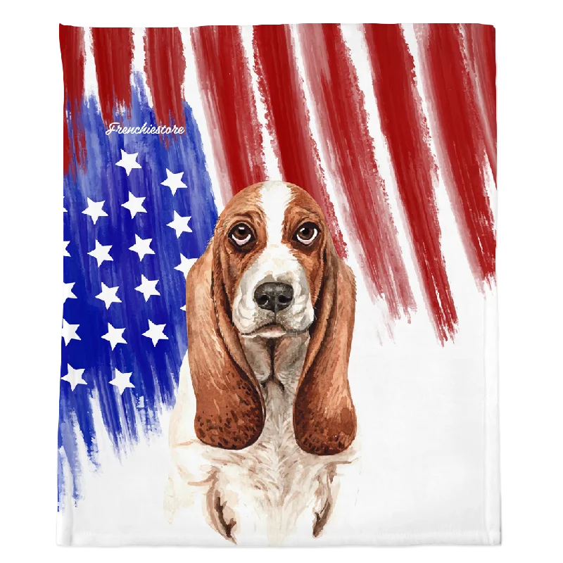 bird feeder with squirrel-proof design-Patriotic Basset Hound Blanket | American dog in Watercolors