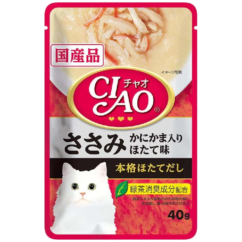 pet carrier airline approved-10% OFF: Ciao Creamy Soup Chicken Fillet, Crab Stick & Scallop Pouch Cat Food 40g x 16