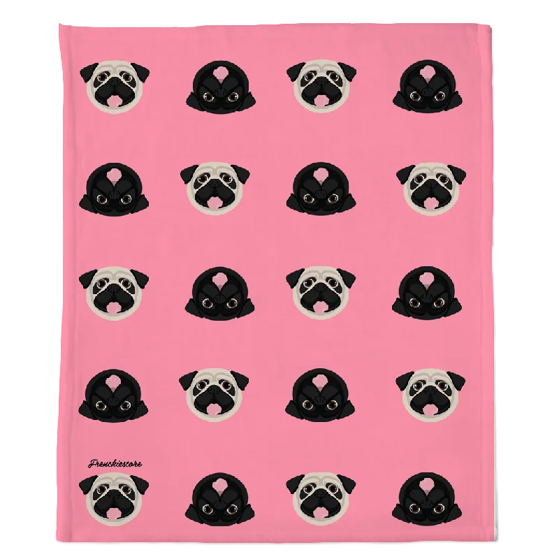 dog agility training equipment-Pug Blanket | Different Pug dogs on Pink