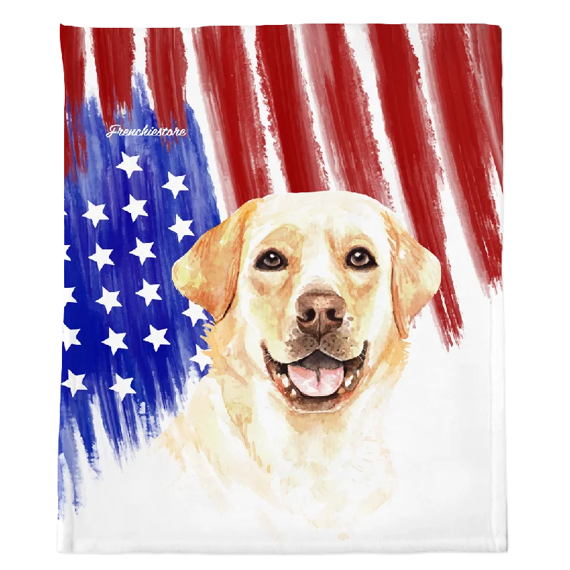 dog winter coat with fleece lining-Patriotic Labrador Retriever Blanket | American dog in Watercolors