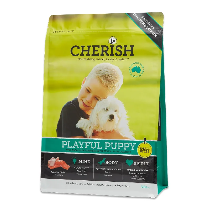 smart pet camera with treat dispenser-Cherish Small Bites Playful Puppy Dry Dog Food 3kg