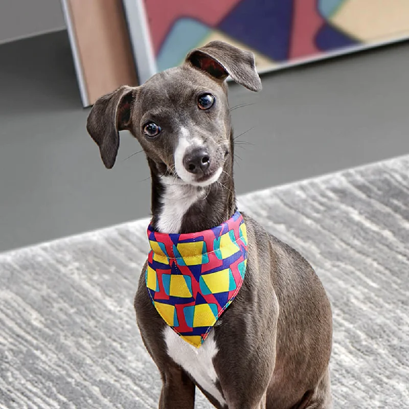 dog training clicker with wrist strap-Bright Geometric Adjustable Nylon Dog Triangle Bandana Scarf