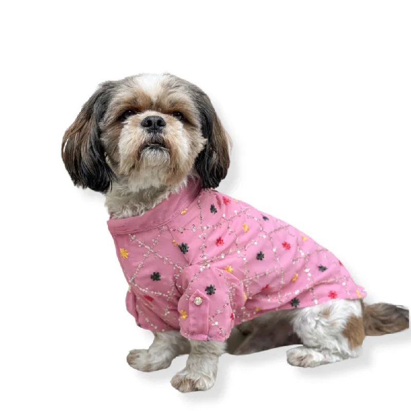 puppy playpen indoor foldable-Pawgypets Festive Shirt for Dogs (Pink)