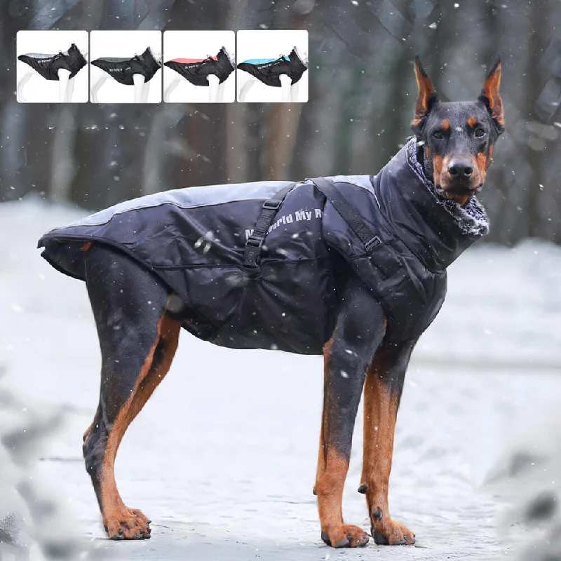 heavy-duty dog crate for large dogs-Reflective Windproof Winter Dog Coat - Ultimate Warmth and Safety for Large Dogs