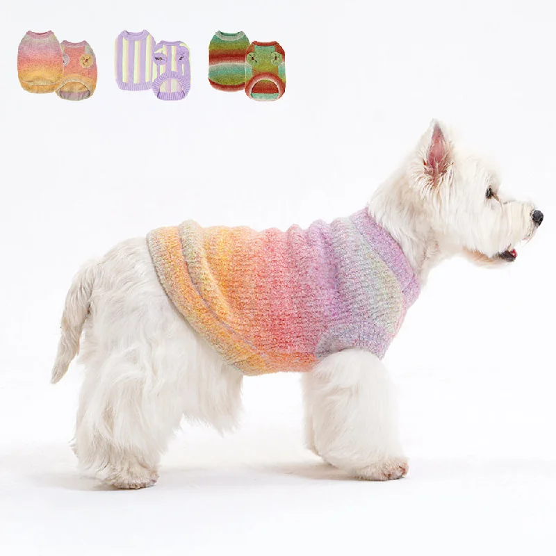 pet stroller for small dogs-Gradient Fleece Dog Sweater - Soft and Anti-Static for Winter Warmth