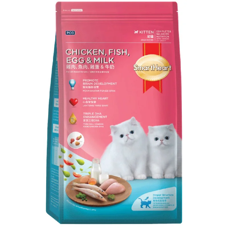 dog life jacket for swimming-Smartheart Kitten (Chicken, Fish, Eggs & Milk) Dry Cat Food