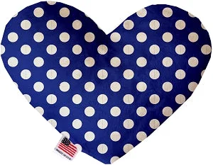 dog harness for hiking-Bright Blue Swiss Dots Canvas Squeaker Heart Dog Toy