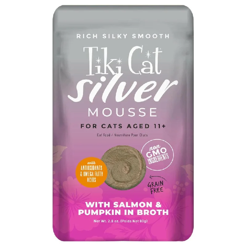 calming dog bed for anxiety-Tiki Cat Senior Salmon Velvet Mousse Grain-Free Wet Food For Senior Cats (2.8 oz x 12 pouches)