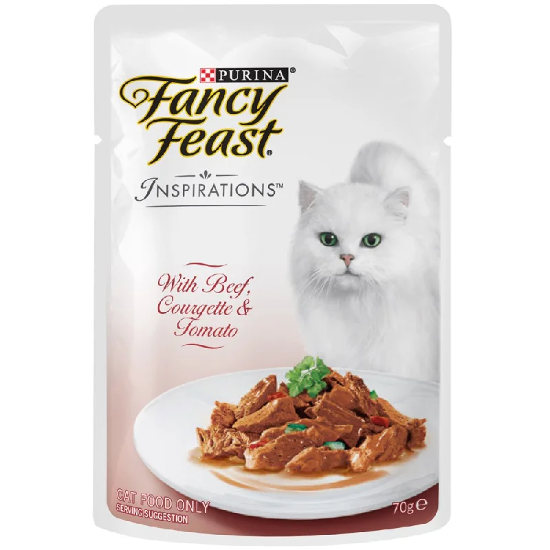 cat food dispenser automatic-Fancy Feast Inspirations Beef, Courgette & Tomato Pouch Cat Food 70g x12