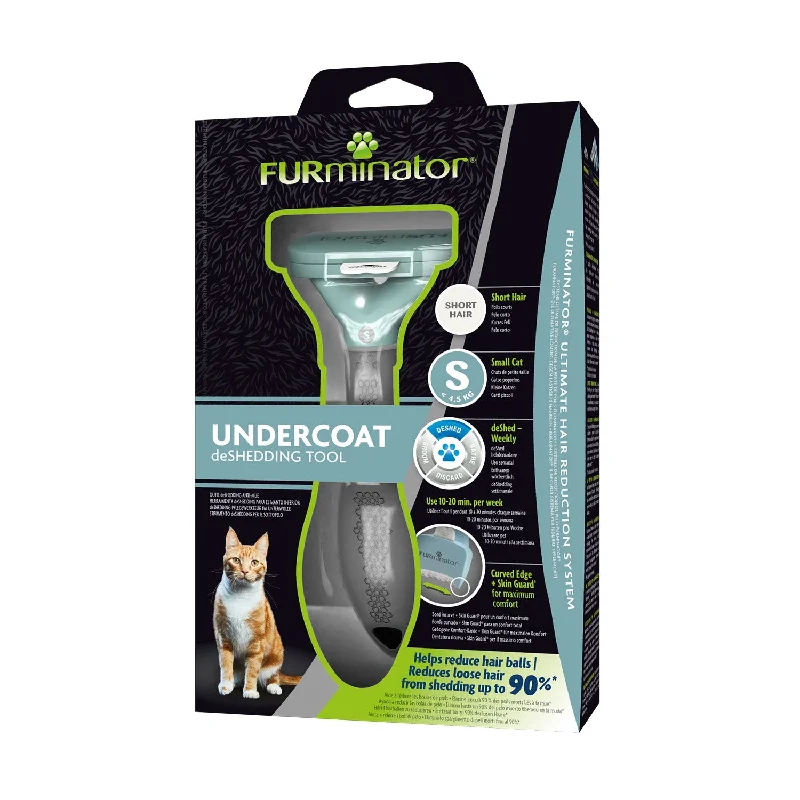 heated cat bed for winter-FURminator Undercoat deShedding Tool for Small Cats with Short Hair