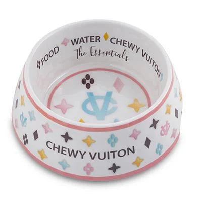 puppy chew bone natural-White Chewy Vuitton Bowl (Case of 2)