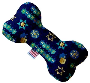 orthopedic memory foam dog bed-Chanukah Bliss Canvas Squeaker Bone Dog Toy