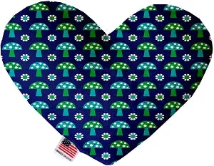 dog flea collar long-lasting-Blue Mushrooms Stuffing Free Squeaker Heart Dog Toy