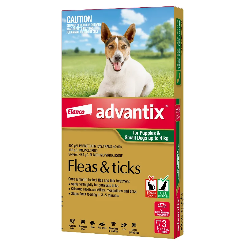 soft-sided dog crate travel-Advantix Flea & Tick Treatment for Small Dogs 0-4kg 3 Pack