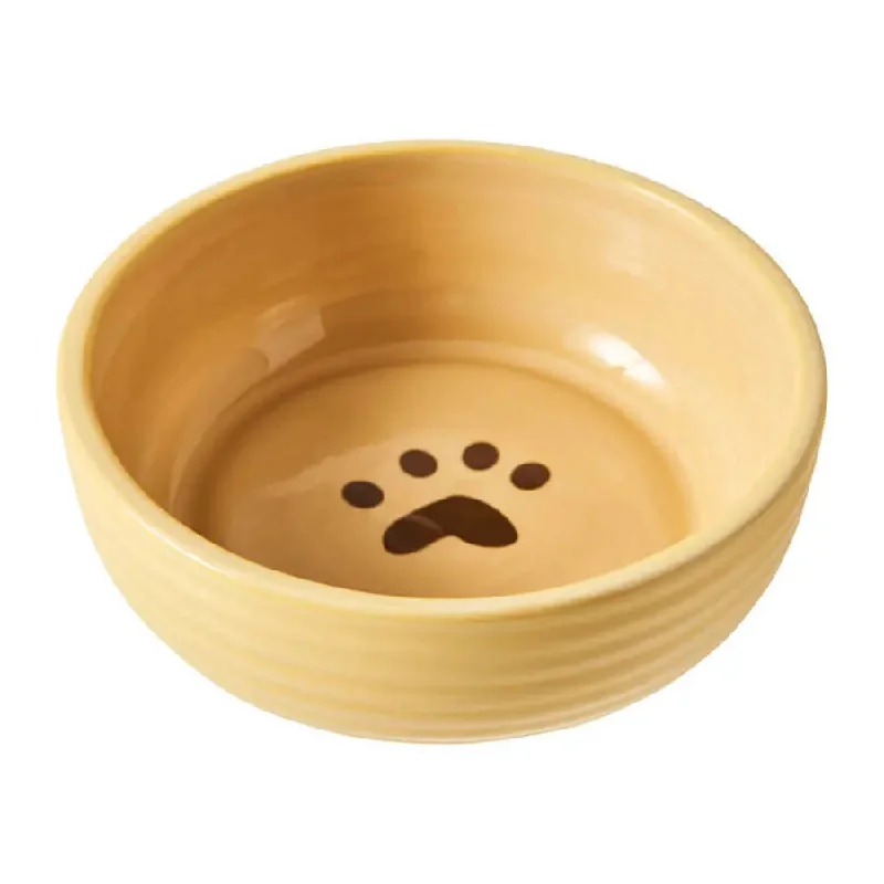 elevated dog bowls for large dogs-Spot Elegance Ribbed Stoneware Dog Bowl