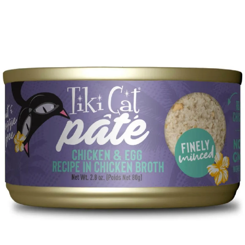 elevated dog bowls for large dogs-Tiki Cat Luau Pâté Chicken and Egg Recipe in Chicken Broth Wet Canned Food For Cats (2.8 oz x 12 cans)