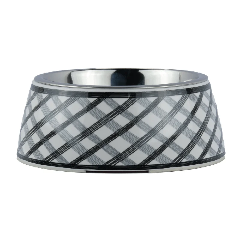 dog flea collar long-lasting-Basil Check Print Melamine Bowl for Dogs and Cats