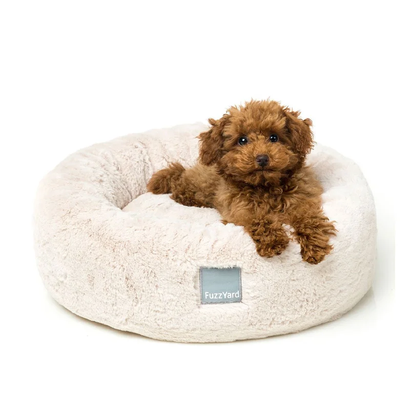 soft-sided dog crate travel-FuzzYard Dreameazzzy Winter Cream Cuddler Bed