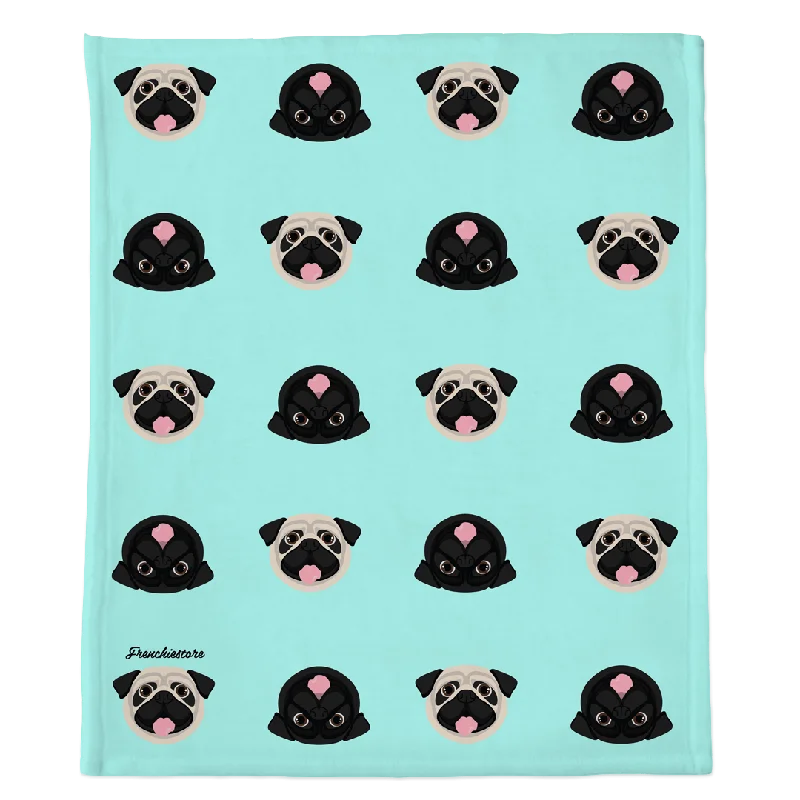 self-heating pet pad for winter-Pug Blanket | Different Pug dogs on Aqua