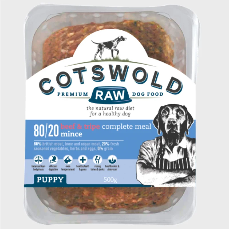 outdoor dog kennel heavy-duty-Cotswold Raw Beef and Tripe Puppy 500g