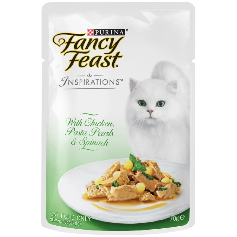 soft-sided dog crate travel-Fancy Feast Inspirations Chicken, Pasta Pearls & Spinach Pouch Cat Food 70g x12