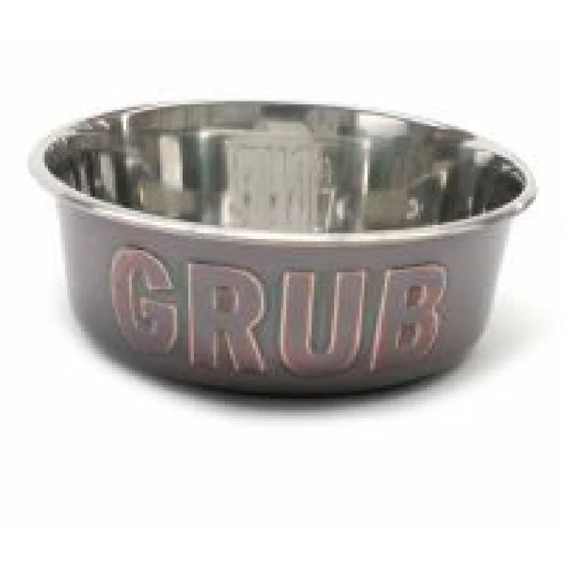 soft-sided dog crate travel-Rosewood Deluxe Stainless Steel grub Dog Bowl